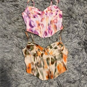 SHEIN Women's Pink and Orange Camisole Tops